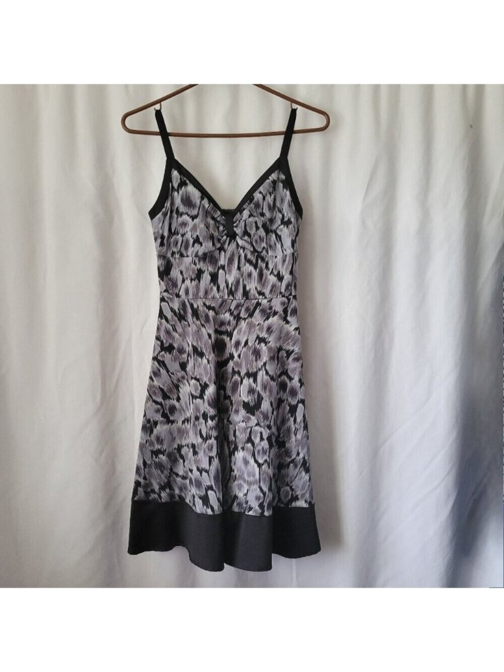 Joei & I Dress Small Black White Animal Print Halter party spaghetti straps EUC